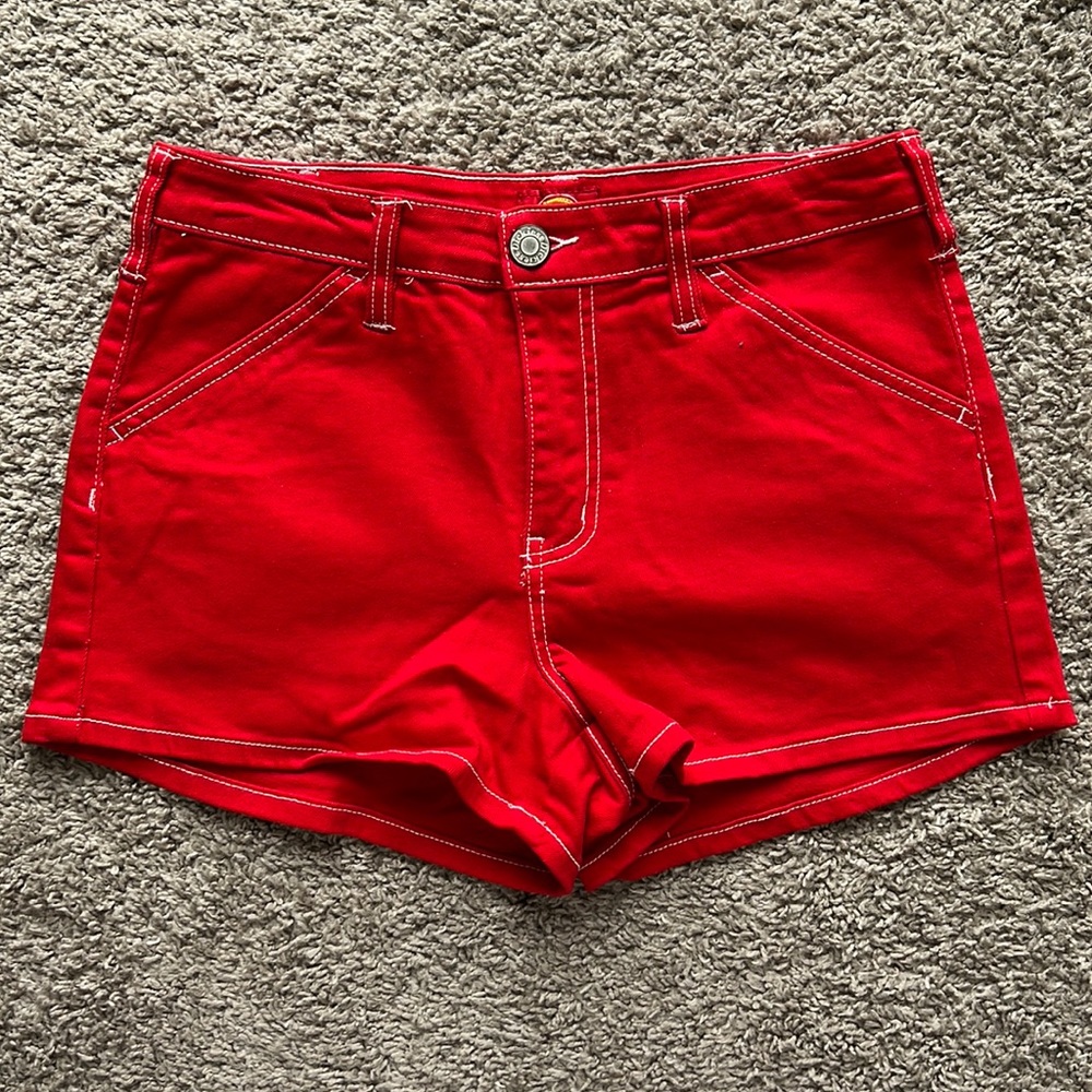 NWOT Dickies Red Denim Shorts Women’s Size 27